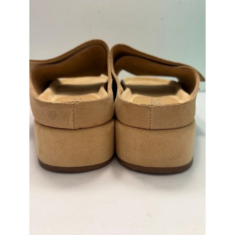 Silent D Tan Leather Platform Slide Sandals‎ Women's EU 40 Adjustable Strap